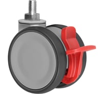 Колесная опора с резьбовым стержнем и тормозом Inford D12 TPAA 075 TB22 RAL 7001