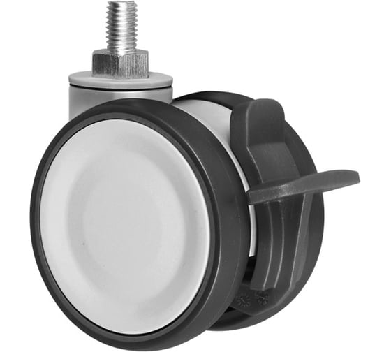 Колесная опора с резьбовым стержнем и тормозом Inford D12 TPAA 075 TB22 RAL 7001