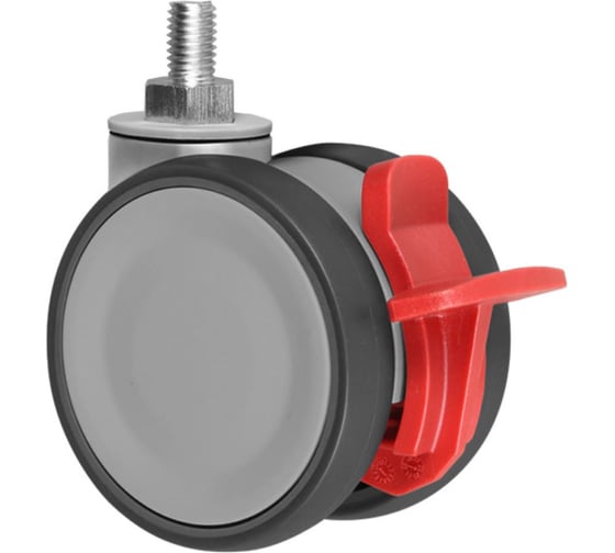 Колесная опора с резьбовым стержнем и тормозом Inford D12 TPAA 075 TB22 RAL 7001 1