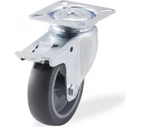 Поворотная колесная опора с площадкой и тормозом, 75 мм KAMA 1702-MTB-075-F18