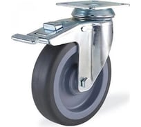 Поворотная колесная опора с площадкой и тормозом, 125 мм KAMA 2802-MTB-125-F18