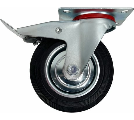 Опора поворотная колесная с тормозом 125x34 мм, резина черная SCb55 HITCH SZ084867
