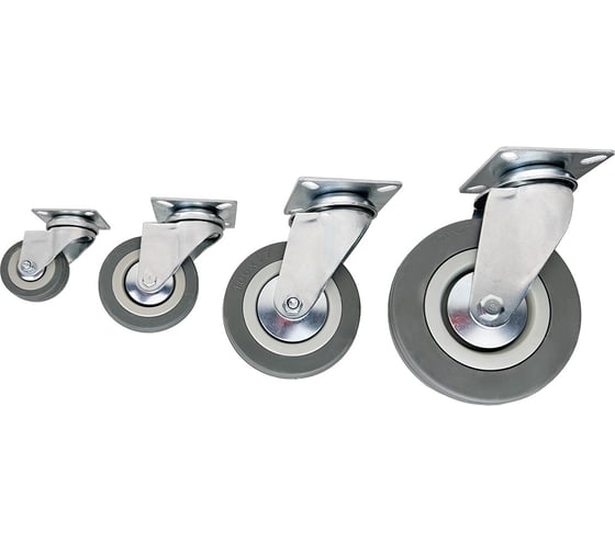 Опора поворотная колесная 100x25 мм, резина серая SCg42 HITCH SZ084834