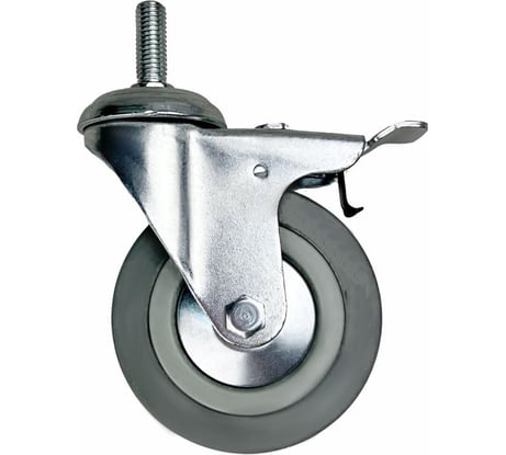 Опора поворотная колесная с тормозом с болтом 120x26 мм, резина серая SCtgb55 HITCH SZ084831