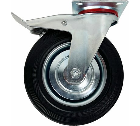 Опора поворотная колесная с тормозом 200x44 мм, резина черная SCb80 HITCH SZ084869