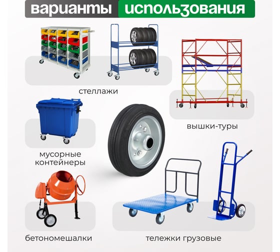 Колесо для тележки под ось (100 мм; 80 кг) Tellure rota 533122