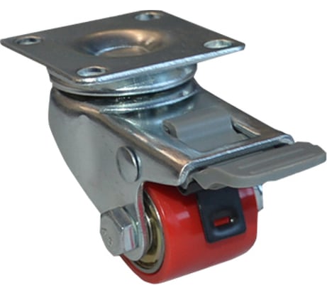 Колесо полиамид поворотное с тормозом 27 мм Красный MFK-TORG 1124027-RED