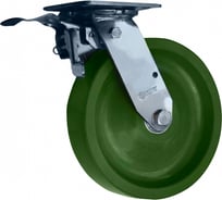 Колесо б/г нержавейка, зеленое, полиуретан, поворотное, с тормозом, на кронштейне, 125 мм SS6650-01-SPU-TTB MFK-TORG SPU-TTB-6654125