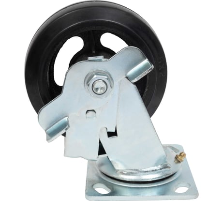 Колесо промышленное поворотное с тормозом с подшипником 125мм резина/чугун Gigant G-04-09-52
