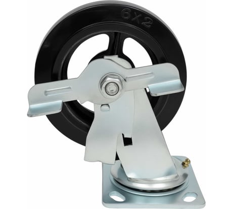 Колесо промышленное поворотное с тормозом с подшипником 160мм резина/чугун Gigant G-04-09-53