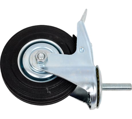 Опора колесная поворотная с тормозом (125 мм; 125 кг; болт M12; черная резина) Longway SCtb 55