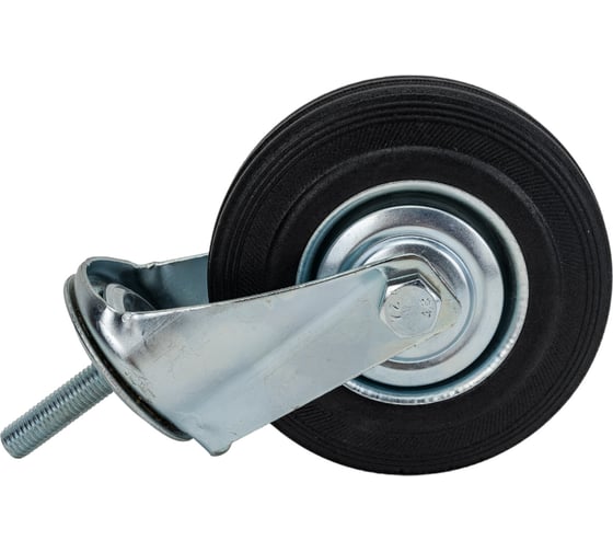 Опора колесная поворотная (125 мм; 125 кг; болт M12; черная резина) Longway SCt 55