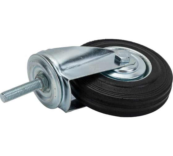 Опора колесная поворотная (125 мм; 125 кг; болт M12; черная резина) Longway SCt 55