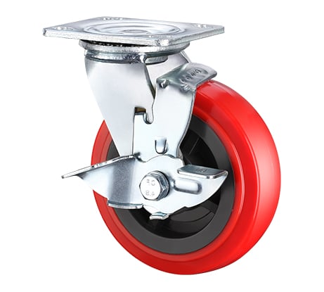 Опора колесная большегрузная поворотная с тормозом (200 мм; 500 кг; полиуретан) RONEL SCpnb 80