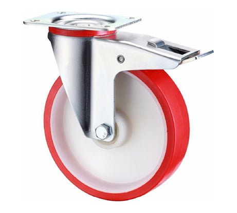 Опора колесная поворотная с тормозом (125 мм; 160 кг; полиуретан) RONEL SNPb 55