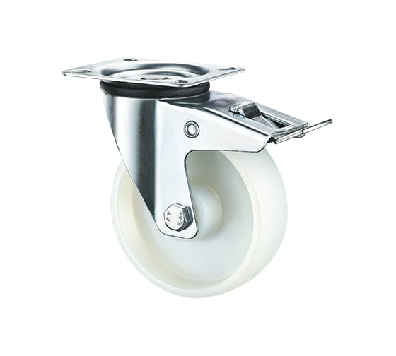 Опора колесная поворотная с тормозом (100 мм; 150 кг; нейлон) RONEL SRCnb 42 1