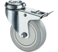 Опора колесная поворотная с тормозом (125 мм; 140 кг; резьба под болт M12) RONEL TPRb 55