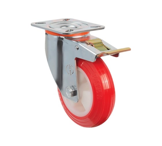 Опора колесная поворотная с тормозом (200 мм; 230 кг; полиуретан) EMES EM01 ZKP 200F 1