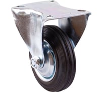 Опора колесная неповоротная на площадке (100 мм; сталь/резина черная) Стройбат 349820