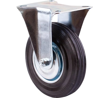 Опора колесная неповоротная на площадке (125 мм; сталь/резина черная) Стройбат 349830