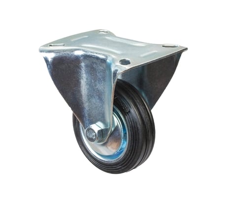 Опора колесная неповоротная на площадке (80 мм; сталь/резина) Стройбат 349810