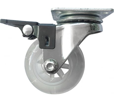 Колесо ПУ прозрачное поворотное с тормозом 50 мм СИБРТЕХ 68737