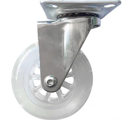 Колесо ПУ прозрачное поворотное 75 мм крепление платформенное СИБРТЕХ 68733