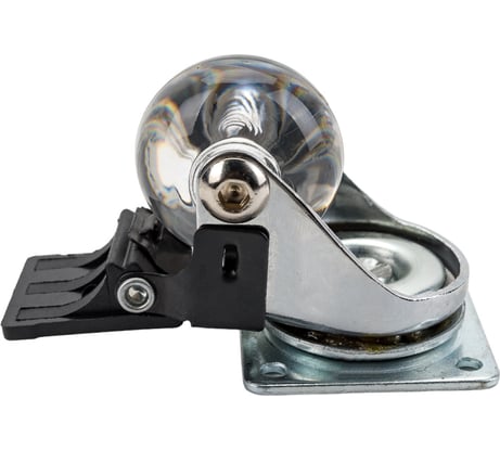 Колесо ПУ прозрачное поворотное с тормозом 35 мм СИБРТЕХ 68736