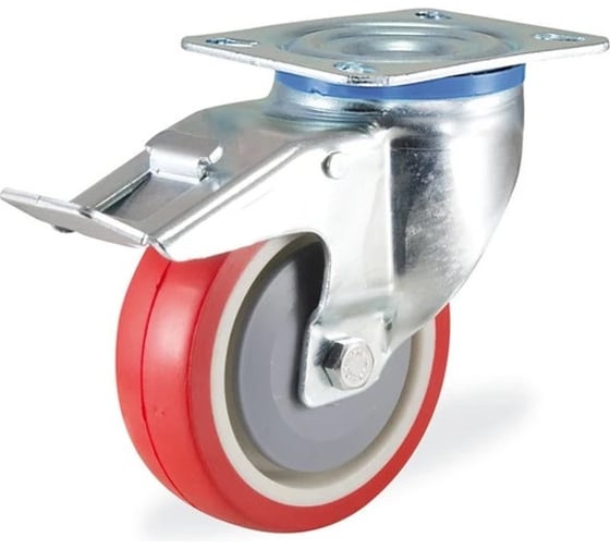 Поворотная колесная опора с тормозом КАМА 3302-PUR-100-F18 1