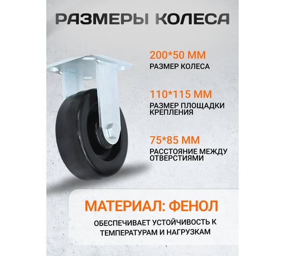 Колесная опора термостойкая неповоротная PFF 200 RAD 71037268