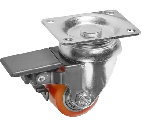 Колесо большегрузное поворотное с тормозом, диаметр 35 мм, грузоподъемность 100 кг, полиуретан, сталь СТЕЛЛА-ТЕХНИК 1703-35