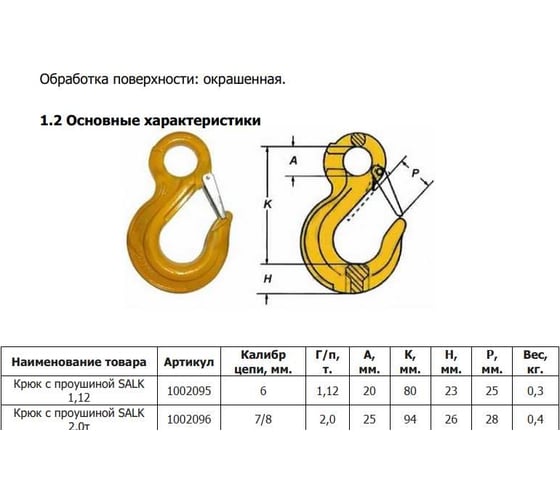 Крюк с проушиной SALK 2.0 т TOR 1002096