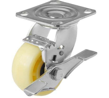 Большегрузное нейлоновое колесо с поворотной площадкой и боковым тормозом SCdbn 42 (100 мм; 250 кг) А5 1000231