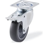 Поворотная колесная опора с площадкой, с тормозом KAMA 1702-MTB-100-F18