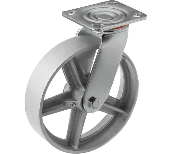 Большегрузное чугунное колесо без резины TOR SCs 80 200 мм, поворотное, площадка, темн. обод 1047583 1