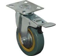 Колесо поворотное с тормозом зеленая резина 100 мм MFK-TORG 3054100-LT