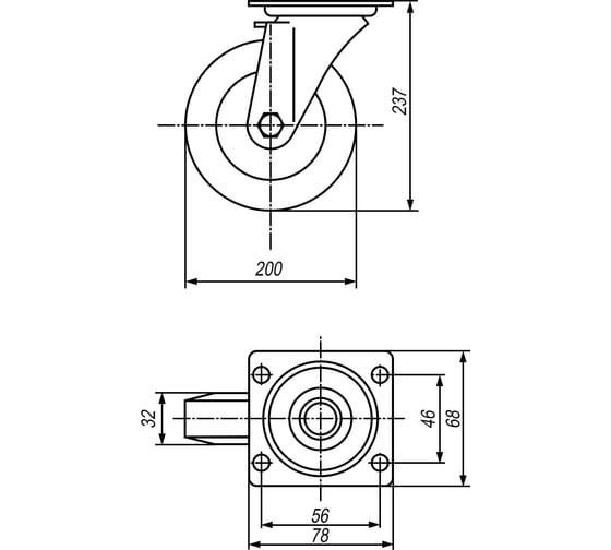 Колесо с поворотной платформой EMES ER01MBT200X32