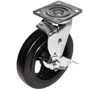 Опора колесная поворотная с тормозом SOBELL ф200 мм, нагрузка 280 кг, резина (SCDb 80) 099200