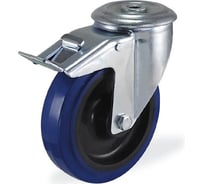 Поворотная колесная опора под болт с тормозом KAMA 100 мм, 3300-PRS-100-F18