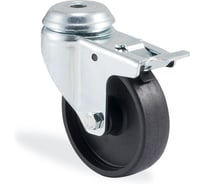 Поворотная колесная опора под болт с тормозом KAMA,75 мм, 1700-MMB-075-F18