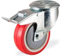 Поворотная колесная опора под болт с тормозом KAMA,80 мм, 3300-PUR-080-F18