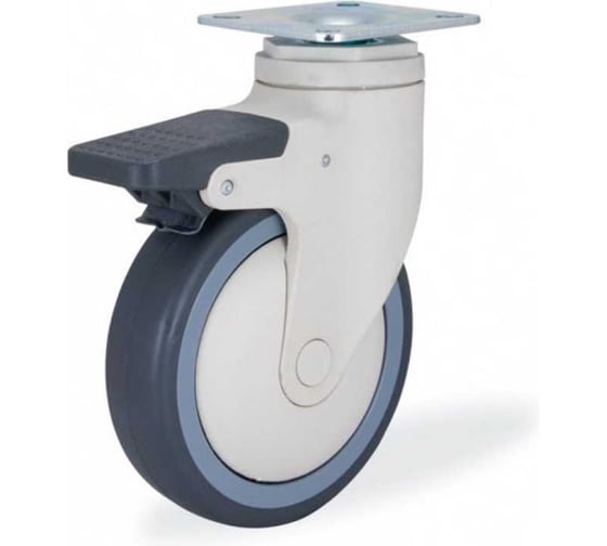 Поворотная колесная опора KAMA с площадкой и тормозом, P2802-MTR-125-F18