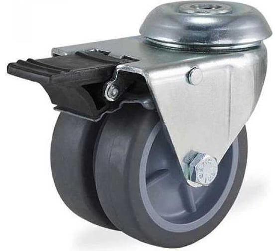 Сдвоенная поворотная колесная опора KAMA под болт с тормозом, 50 мм, 2700-MTB-050-F18 1