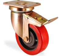 Большегрузная поворотная колесная опора с площадкой и тормозом KAMA 200 мм K-4102-KUR-200-F18