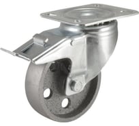 Жаростойкая поворотная колесная опора с площадкой и тормозом KAMA (от -40˚С до +300˚С) 80 мм 3302-DDB-080-F18-HT