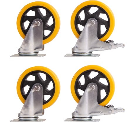 Набор из 4-х поворотных колес – желтый поливинилхлорид PVC диаметром 125 мм MOVERPLAT 125-PVCx4