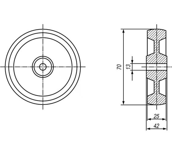 Комплект колёс для оси EMES 4 шт ZKZ70X25.4