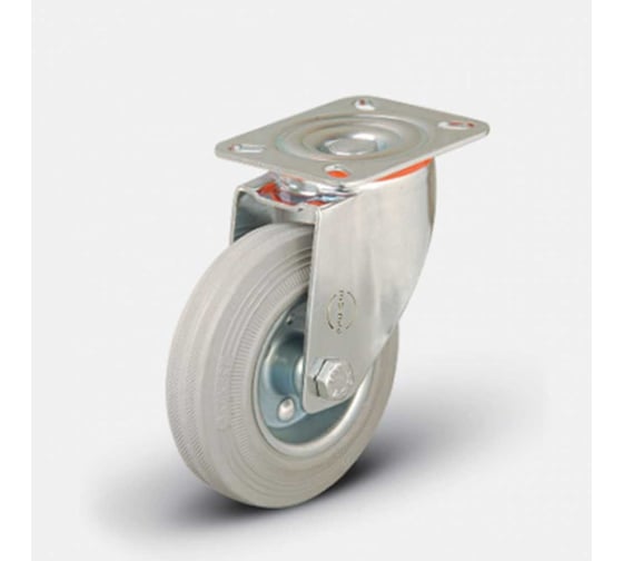 Колесо MFK-TORG эластичная синяя резина диск полиамид поворотное 125 мм EM01-ZMRm-125 1