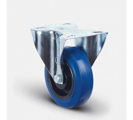 Колесо MFK-TORG эластичная синяя резина диск полиамид неповоротное 80 мм EM02-ZMRm-80 1