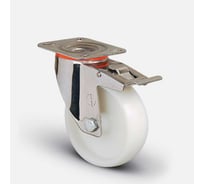 Колесо нейлоновое поворотное с тормозом MFK-TORG 200 мм, нерж EM01-ZKZ-200-F INOX